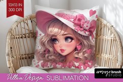 Valentine Girl Pillow Sublimation - Valentines Day Pillow Product Image 1