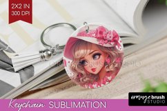 Valentine Girl Keychain PNG - Valentines Day Keychain Product Image 1