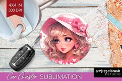 Valentine Girl Car Coaster - Valentines Day Coaster PNG Product Image 1