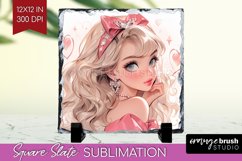 Valentine Girl Slate PNG - Valentines Day Square Slate Product Image 1