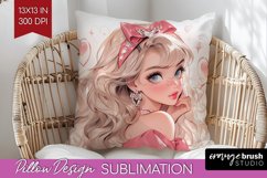 Valentine Girl Pillow Sublimation - Valentines Day Pillow Product Image 1