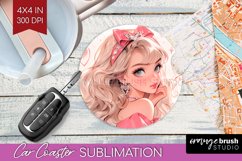 Valentine Girl Car Coaster - Valentines Day Coaster PNG Product Image 1