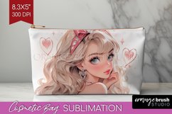 Valentine Girl Cosmetic Bag - Valentines Day Makeup Bag PNG Product Image 1