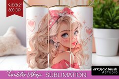 Valentine Girl Tumbler Wrap - Valentines Day Tumbler PNG Product Image 1