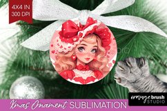 Valentine Girl Ornament PNG - Valentines Day PNG Sublimation Product Image 1
