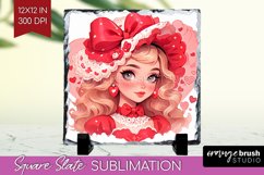 Valentine Girl Slate PNG - Valentines Day Square Slate Product Image 1