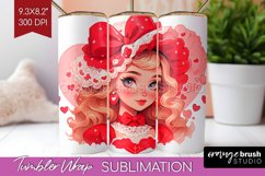 Valentine Girl Tumbler Wrap - Valentines Day Tumbler PNG Product Image 1