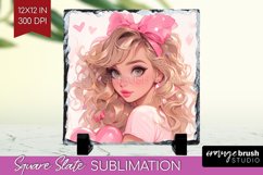 Valentine Girl Slate PNG - Valentines Day Square Slate Product Image 1