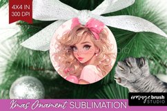 Valentine Girl Ornament PNG - Valentines Day PNG Sublimation Product Image 1