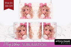 Valentine Girl Mug Wrap - Valentines Day Mug PNG Sublimation Product Image 1