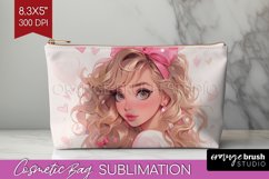Valentine Girl Cosmetic Bag - Valentines Day Makeup Bag PNG Product Image 1
