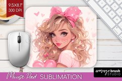 Valentine Girl Mouse Pad Sublimation - Valentines Day PNG Product Image 1
