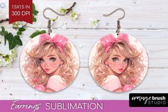 Valentine Girl Round Earrings - Valentines Day PNG Product Image 1