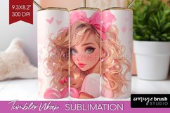 Valentine Girl Tumbler Wrap - Valentines Day Tumbler PNG Product Image 1