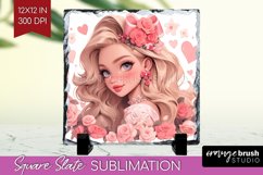 Valentine Girl Slate PNG - Valentines Day Square Slate Product Image 1