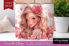 Valentine Girl Tumbler Wrap - Valentines Day Tumbler PNG Product Image 1