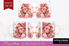Valentine Girl Mug Wrap - Valentines Day Mug PNG Sublimation Product Image 1