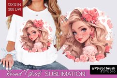 Valentine Girl Round Tshirt Background - Valentines Day PNG Product Image 1