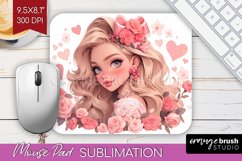 Valentine Girl Mouse Pad Sublimation - Valentines Day PNG Product Image 1