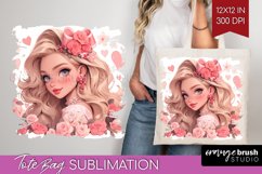 Valentine Girl Tote Bag - Valentines Day Tote Bag PNG Product Image 1