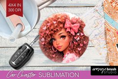 Valentine Girl Car Coaster - Valentines Day Coaster PNG Product Image 1