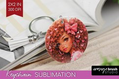 Valentine Girl Keychain PNG - Valentines Day Keychain Product Image 1