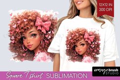 Valentine Girl Square Tshirt Background - Valentines Day PNG Product Image 1