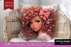 Valentine Girl Pillow Sublimation - Valentines Day Pillow Product Image 1
