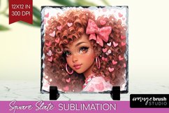 Valentine Girl Slate PNG - Valentines Day Square Slate Product Image 1