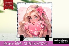 Valentine Girl Slate PNG - Valentines Day Square Slate Product Image 1
