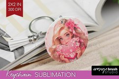 Valentine Girl Keychain PNG - Valentines Day Keychain Product Image 1