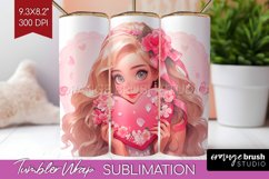Valentine Girl Tumbler Wrap - Valentines Day Tumbler PNG Product Image 1