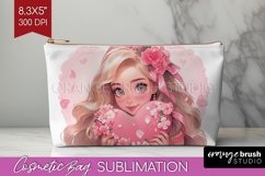 Valentine Girl Cosmetic Bag - Valentines Day Makeup Bag PNG Product Image 1