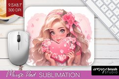 Valentine Girl Mouse Pad Sublimation - Valentines Day PNG Product Image 1