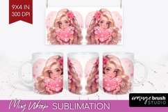 Valentine Girl Mug Wrap - Valentines Day Mug PNG Sublimation Product Image 1