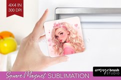 Valentine Girl Magnet Sublimation - Valentines Day Square Product Image 1