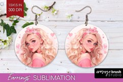 Valentine Girl Round Earrings - Valentines Day PNG Product Image 1