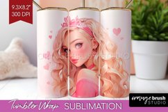 Valentine Girl Tumbler Wrap - Valentines Day Tumbler PNG Product Image 1