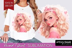 Valentine Girl Round Tshirt Background - Valentines Day PNG Product Image 1