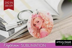 Valentine Girl Keychain PNG - Valentines Day Keychain Product Image 1