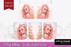 Valentine Girl Mug Wrap - Valentines Day Mug PNG Sublimation Product Image 1