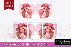 Valentine Girl Mug Wrap - Valentines Day Mug PNG Sublimation Product Image 1