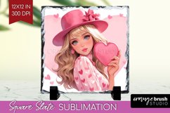 Valentine Girl Slate PNG - Valentines Day Square Slate Product Image 1