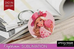 Valentine Girl Keychain PNG - Valentines Day Keychain Product Image 1