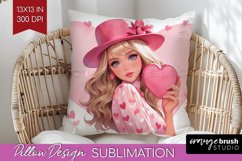 Valentine Girl Pillow Sublimation - Valentines Day Pillow Product Image 1