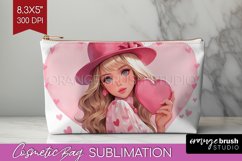 Valentine Girl Cosmetic Bag - Valentines Day Makeup Bag PNG Product Image 1