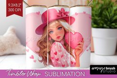 Valentine Girl Tumbler Wrap - Valentines Day Tumbler PNG Product Image 1