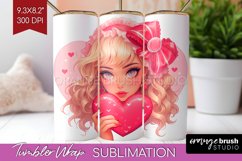 Valentine Girl Tumbler Wrap - Valentines Day Tumbler PNG Product Image 1