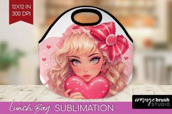 Valentine Girl Lunch Bag - Valentines Day Lunch Bug PNG Product Image 1