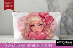 Valentine Girl Cosmetic Bag - Valentines Day Makeup Bag PNG Product Image 1